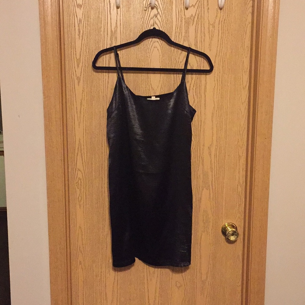 Short black satin Urban Outfitters dress